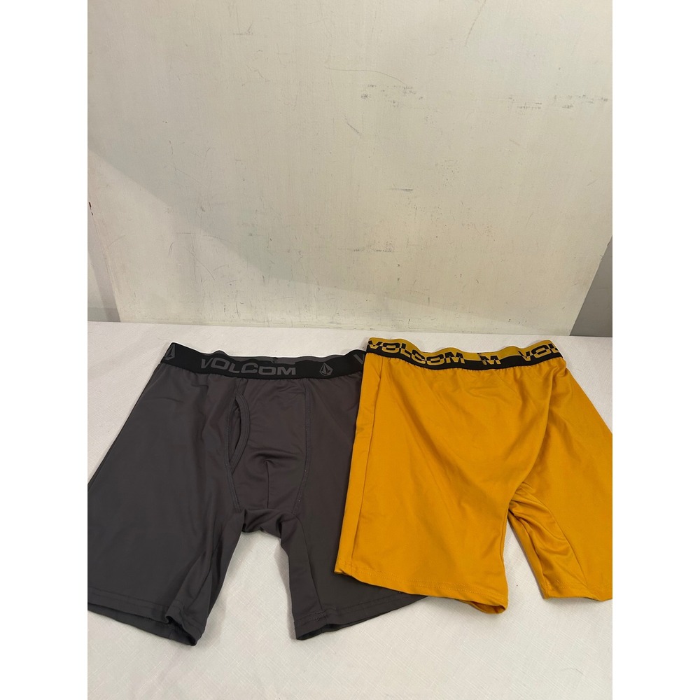 Volcom Boxer Briefs Size M Grey Yellow 2 Pack Performance Stretch Mens